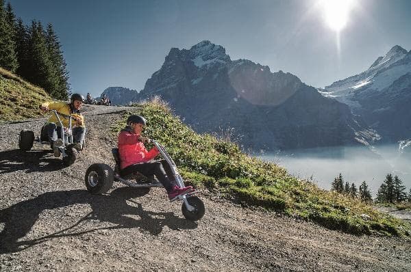 Switzerland Day Tour: Grindelwald First Mountain Adventure | First cable car + Cliff Walk + zipline + mountain go-karting + mountain carts (round trip from Zurich/Lucerne · English-speaking group)
